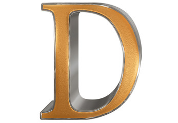 Uppercase letter D, isolated on white, 3D illustration