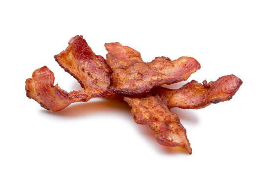  Strips of bacon on white 
