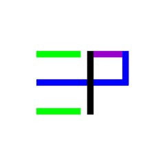 initial letter EP green black blue color logo vector