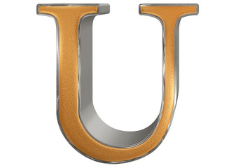 Uppercase letter U, isolated on white, 3D illustration