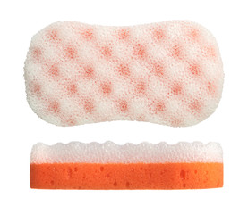 Pink Foam Sponge Isolated on White Background