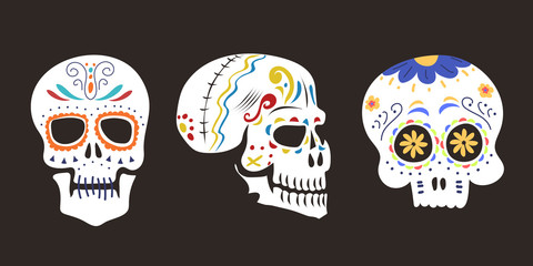 Style skull face dia de los muertos symbol vector illustration.