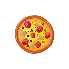 Hot fresh pizza icon vector illustration.
