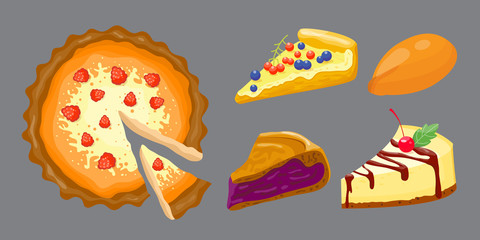 Homemade organic pie dessert vector illustration.