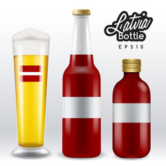 World flag wrapping on beer bottle : Latvia : Vector Illustration