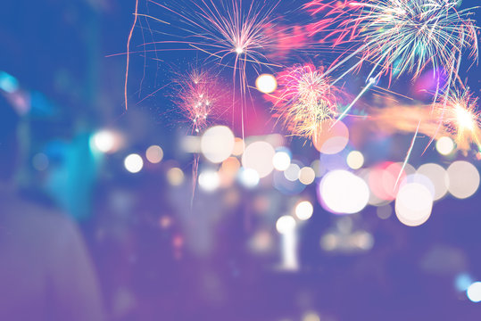 background blurred bokeh. Lights Ceremonies. fireworks