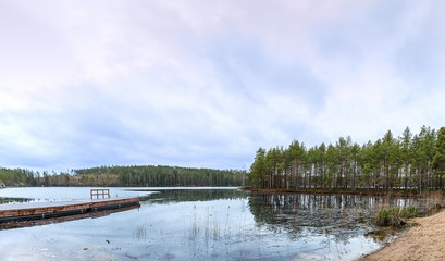 A beautiful lake landscape in Finland