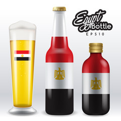 World flag wrapping on beer bottle : Egypt : Vector Illustration