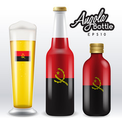 Fototapeta premium World flag wrapping on beer bottle : Angola : Vector Illustration