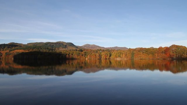 Autumn colours reflected in Loch Faskally Pilochry Scotland
