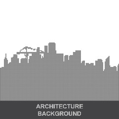 Vector silhouette of the city of the points. Background on the topic of architecture and construction. Flat vector illustration EPS 10