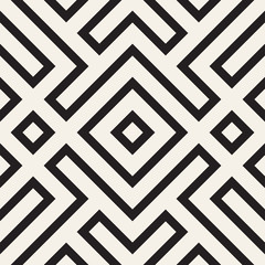 Geometric Ethnic Background with Symmetric Lines Lattice. Vector Abstract Seamless Pattern.