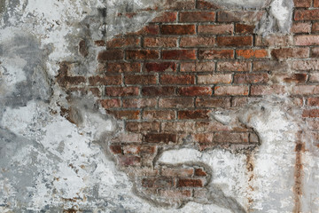 Rusted Shabby Bricks Plaster Wall Concept
