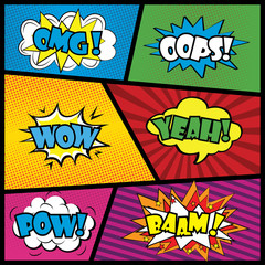 Comics speech bubble with expressions stickers set