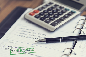 Workspace Business Accounting Approval Concept