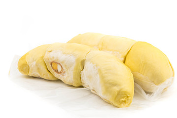 Durian , Durian King Fruits of thailand isolated on white background.