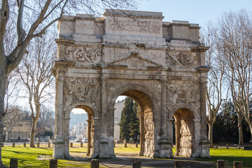Fototapeta na wymiar Roman triumphal arch in Orange, France