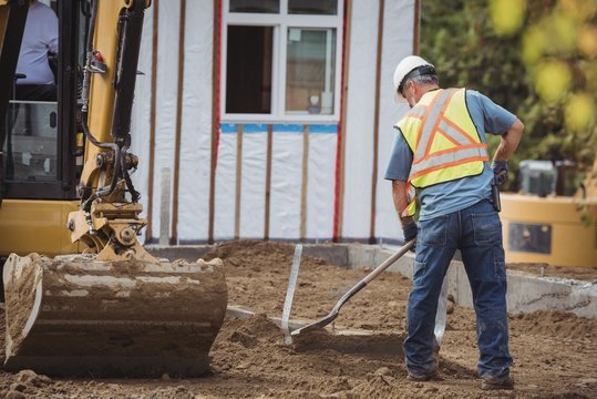 Construction worker working at construction site