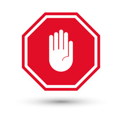 Obraz premium hand stop sign with shadow. Vector illustration