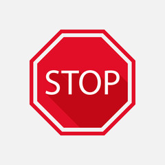 stop sign with long shadow. Vector illustration