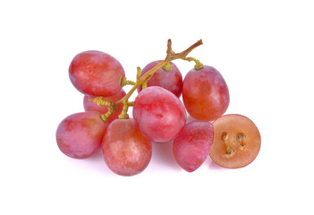 Red grapes on a white background