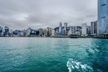 Naklejka premium panoramic view of victoria harbor in Hong Kong,China.