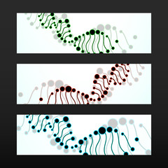 Banner with DNA spiral. Molecule structure. Abstract background