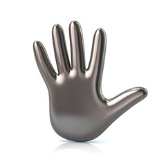 3d illustration of silver hand icon