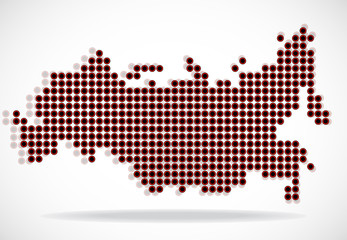 Fototapeta premium Abstract map of Russia from round dots