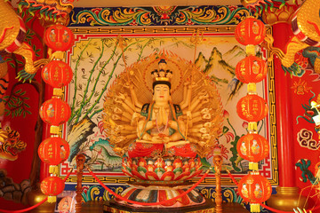 Traditional Chinese temple in Thailand, Name is Khun Samut Trawat temple. Kuan yim shrine.