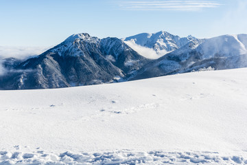 Fototapeta na wymiar Great peaks in winter colors.