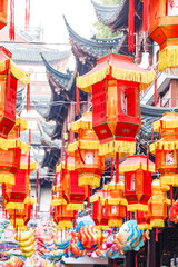 Shanghai,China - Feb 13,2017:Lantern Festival in the Chinese New Year,beautiful lantern on traditional buildings,Yuyuan Garden day view. © ABCDstock