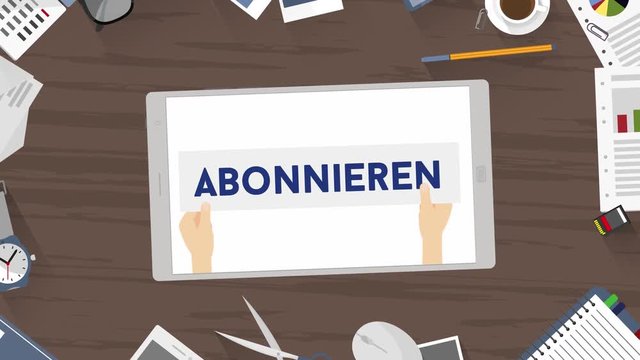 Abonnieren animation auf Tablet auf Schreibtisch 4K 1080p