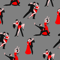 Couples dancing latin american romantic couples seamless pattern