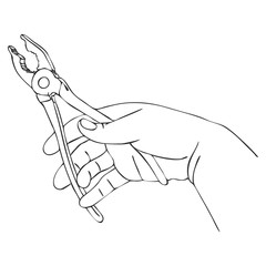 vector hand with pliers