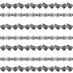 Chains link strength connection vector seamless pattern of metal linked parts and iron equipment protection strong sign shiny design background.