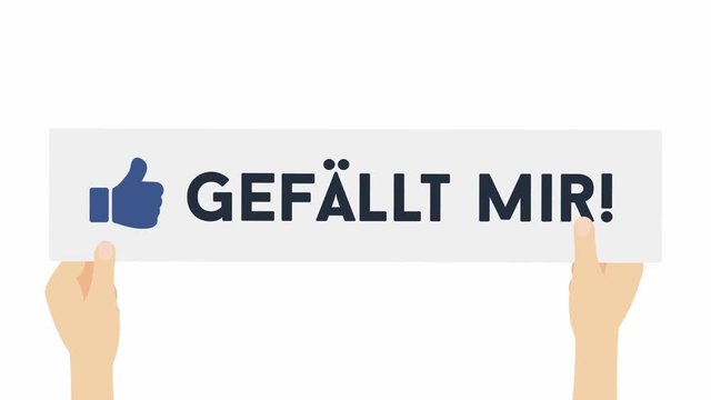 Gef&auml;llt mir - Person h&auml;lt schild nach oben 4K Animation