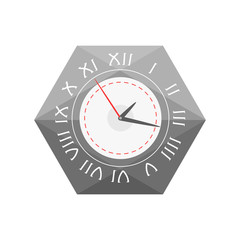 Wall clock circle sign with chronometer pointer tool and deadline stopwatch speed office alarm timer minute watch vector illustration icon.