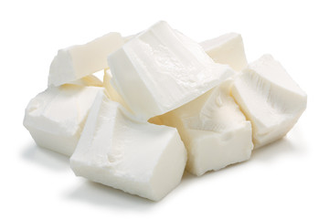 Pile of Feta cheese pieces, paths