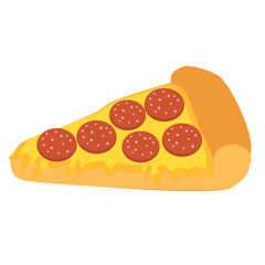 Slice of pizza pepperoni. White background.