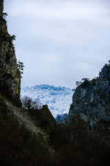 landscape with mountain peak in Domogled National Park, Romania