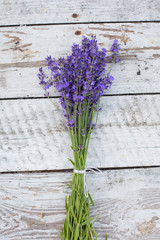 lavender on a wooden background. Medicinal plant in bloom.