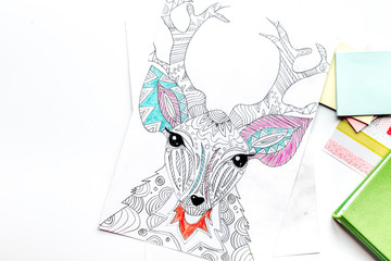 coloring picture for adults on stone background top view