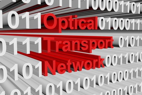 optical transport network in the form of binary code, 3D illustration