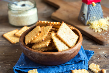 Homemade cheesy crackers