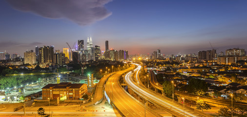 Fototapeta na wymiar Kuala Lumpur city skyline on nightscape