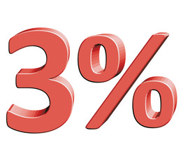 3% Vector illustration with 3D effect Percentage rate icon on a white background Three percent Discount Tag Special Offer Label  Sale Symbol