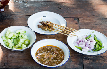 Beef satay food must taste when visiting Chiang Mai, Thailand.