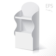 White empty box displays. Display on Isolated white background. Mock-up template ready for design. Product Packing Vector