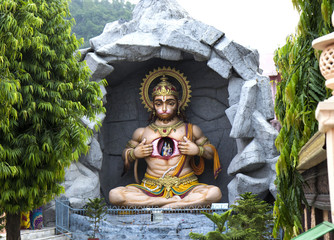 Statue of Hindu Lord Hanuman in Rishikesh. India